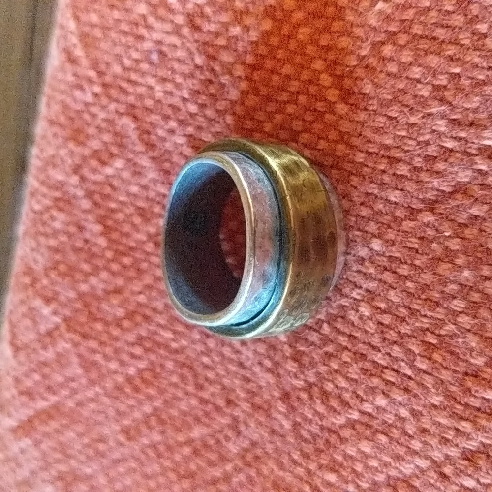 Hammered Silver and Bronze Ring. Sz 8